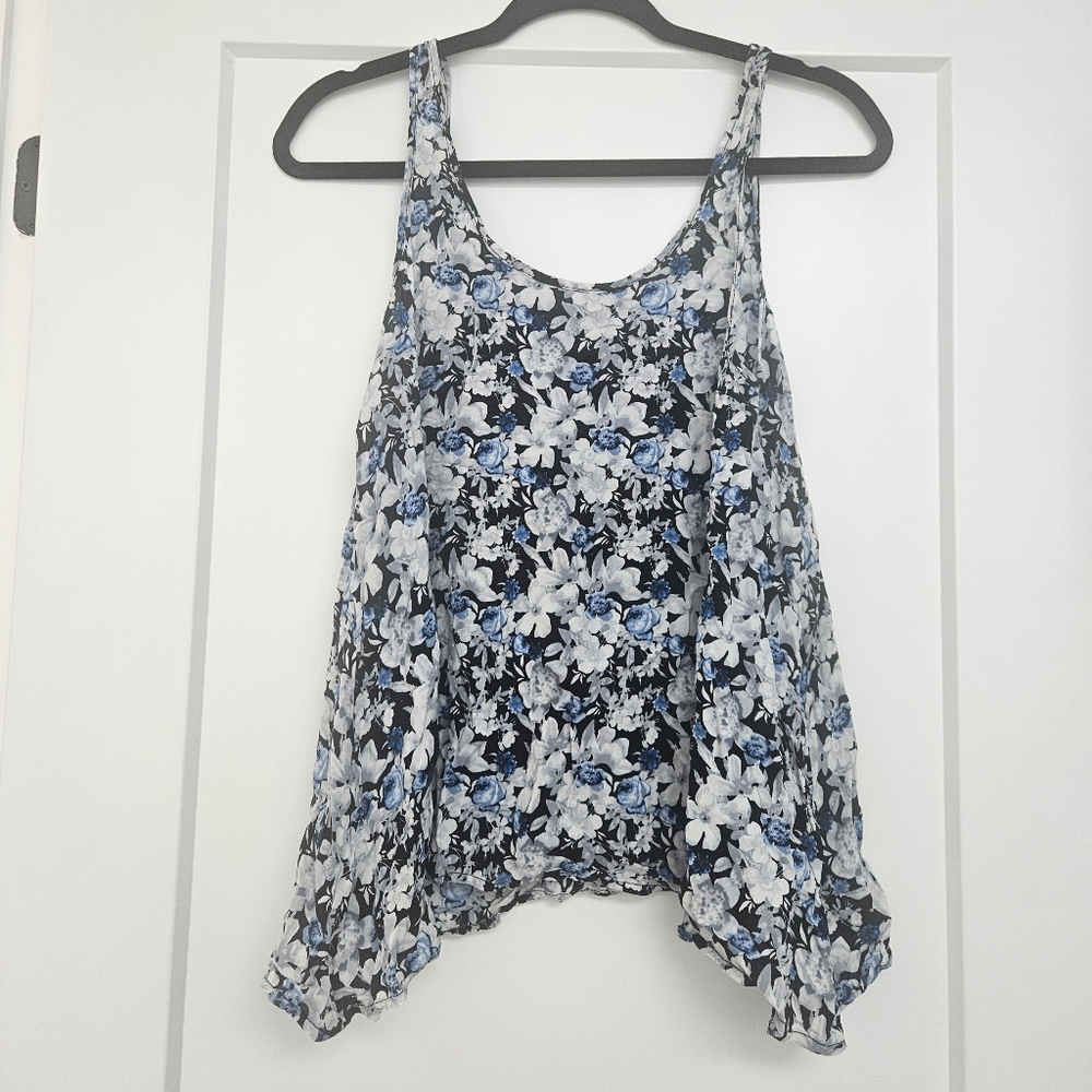 LORIMER NYC Blue Floral Tank Top XS